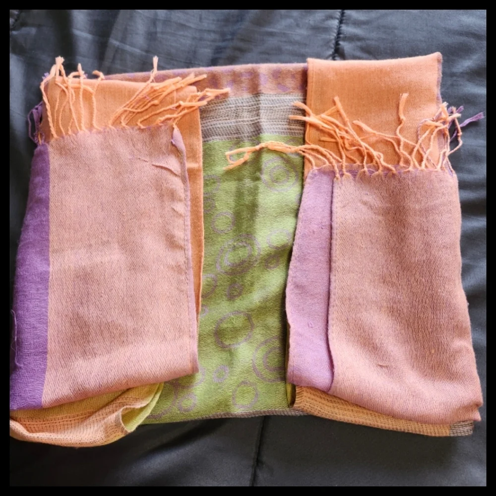 Light Weight Pashmina Shawls Wraps Pastel Multi-Colored Scarf